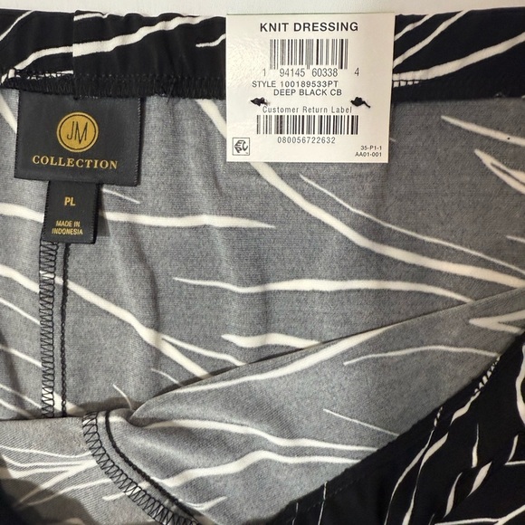 JM Collection Women Printed Wide Leg Pull On Knit Pants Black White Size LP - Picture 9 of 9